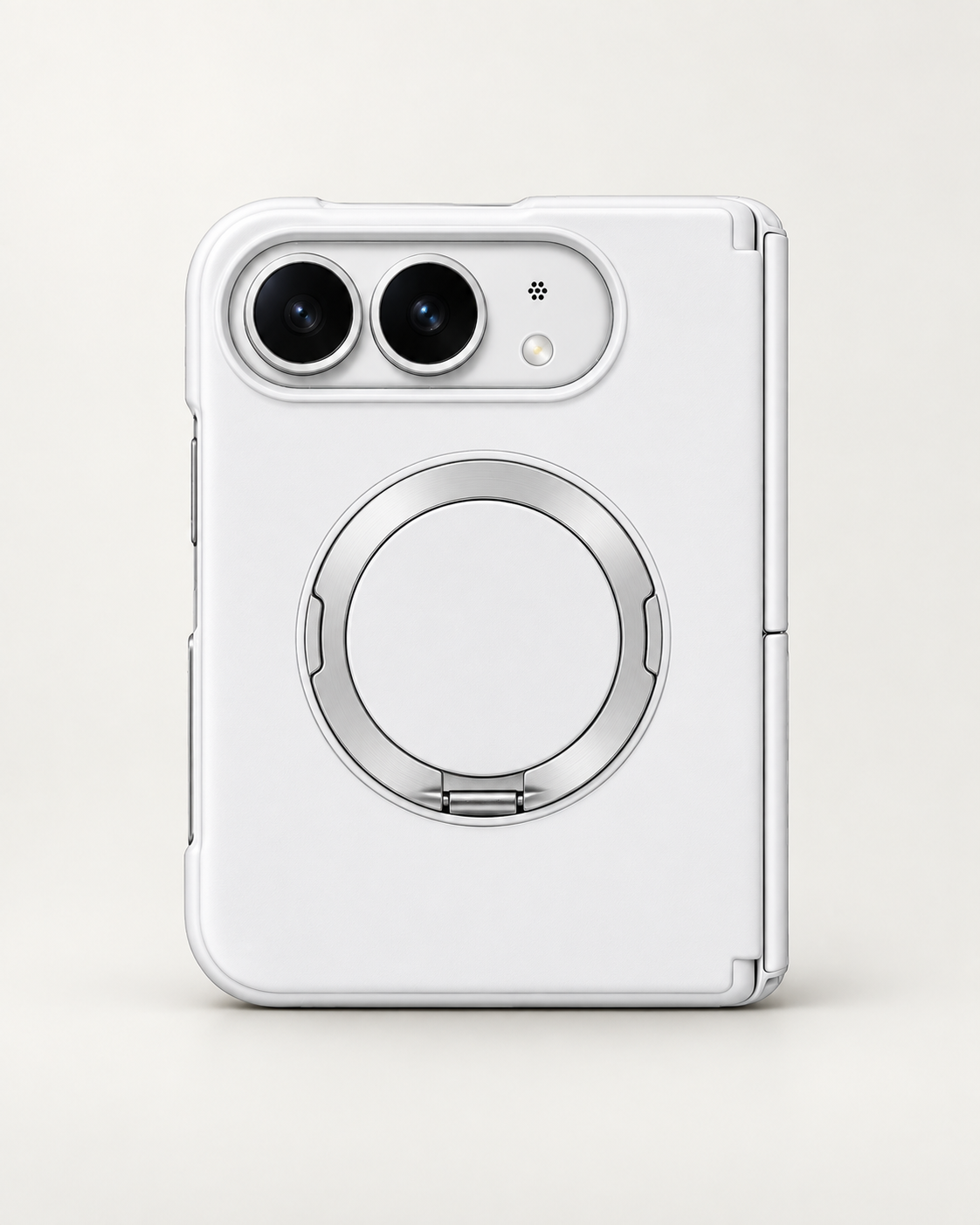 Matte Rotating Stand Case for iPhone Duo — White rear studio view