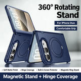 Matte Rotating Stand Case for iPhone Duo — Navy Blue / Privacy Screen English supplier view